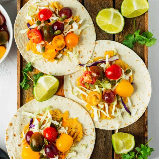 Refried Butternut Squash Tacos