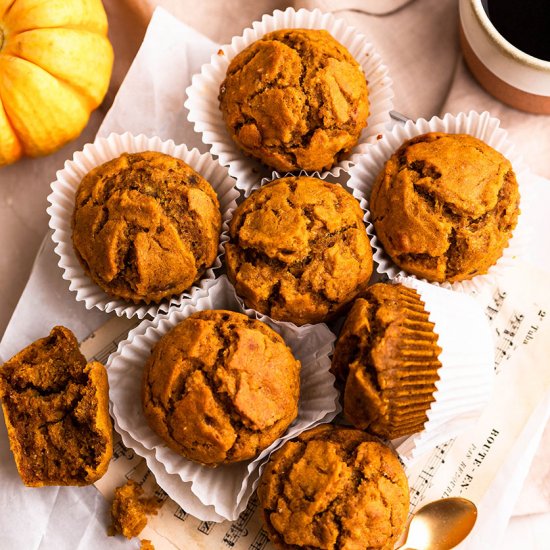 Vegan pumpkin banana muffins