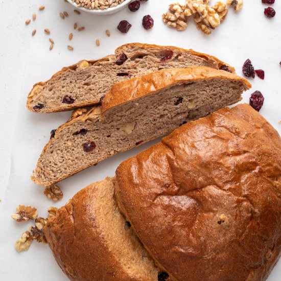 Cranberry Walnut Whole Wheat Bread