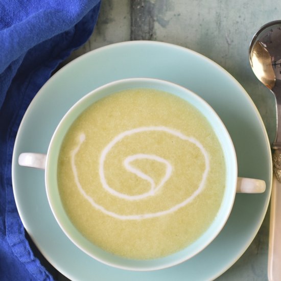 leek, potato and coconut soup