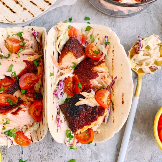 Salmon Po Boy Tacos