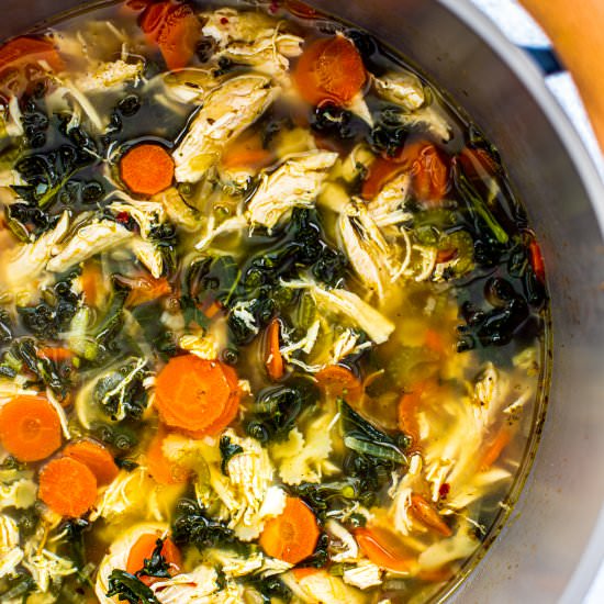 soothing lemon chicken soup + kale