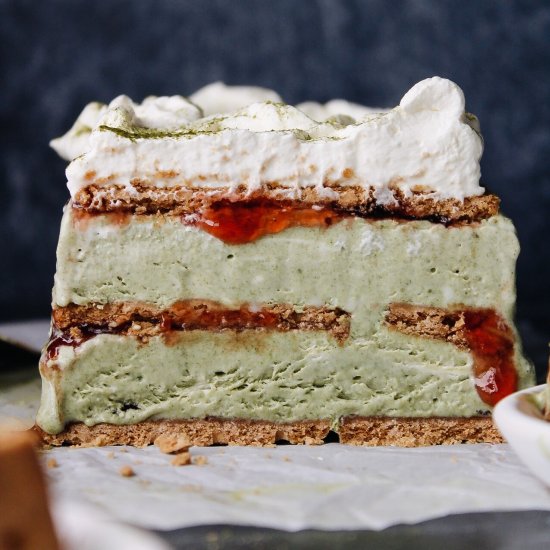 Matcha Cheesecake Ice Box Cake