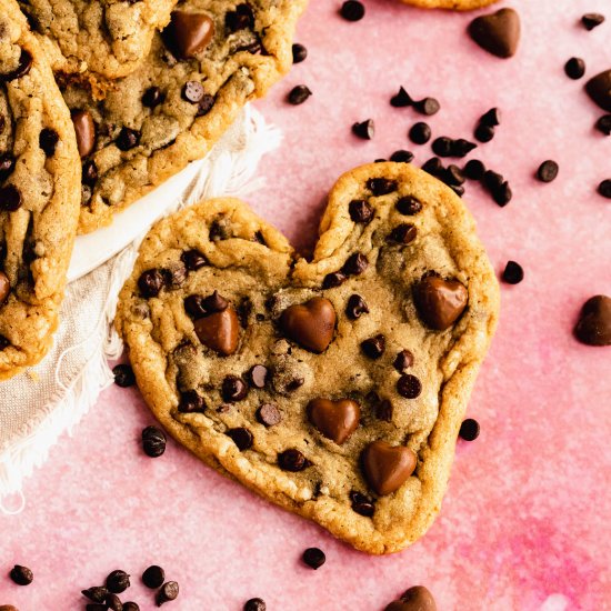 Heart Shaped Chocolate Chip Cookies