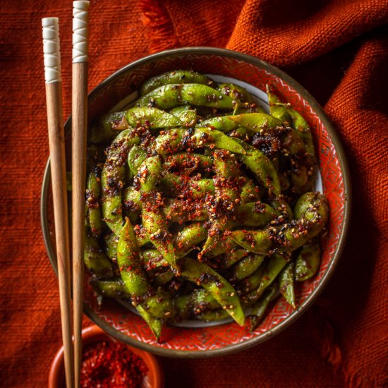 Edamame with Garlic, Ginger, Sesame