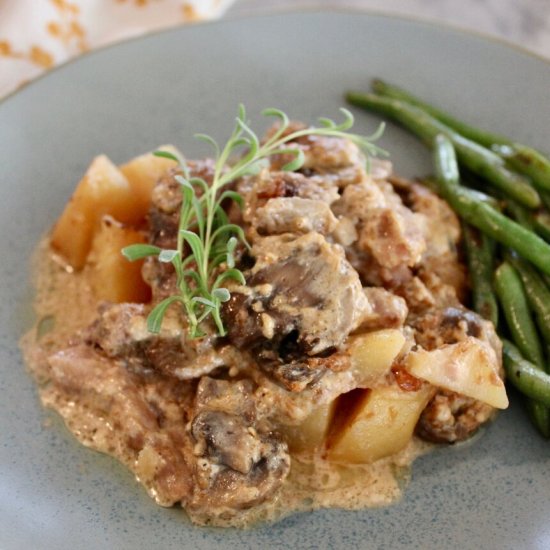 Pork Chops w/ Potatoes & Mushrooms