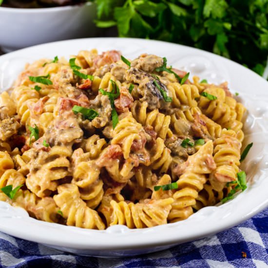 Creamy Rotel Pasta with Sausage