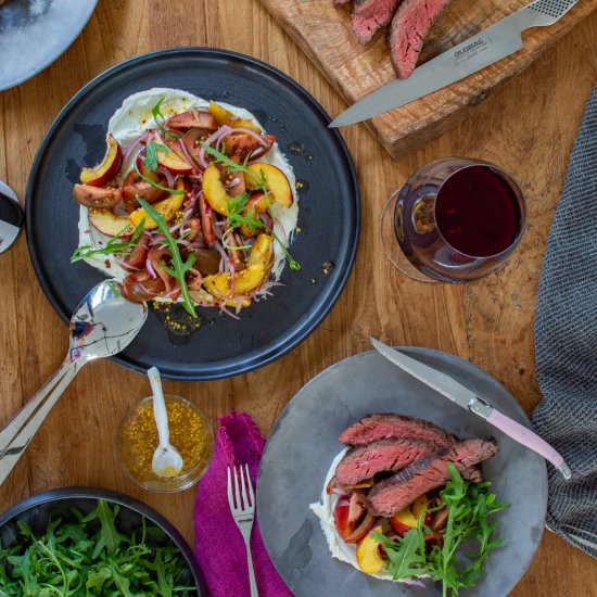 Bavette Steak & Peach Salad