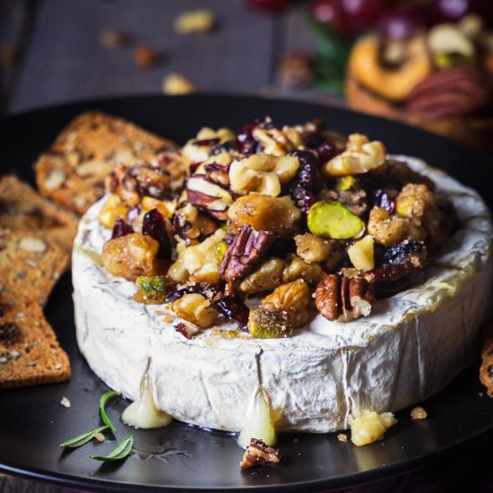 Baked Brie With Nuts & Cranberries