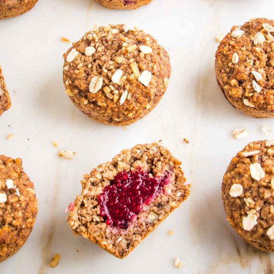 Healthy Oatmeal Jam Muffins