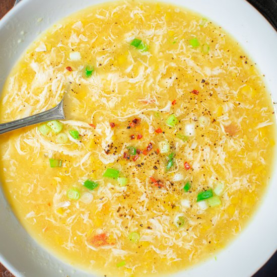 Veggie sweetcorn egg drop soup