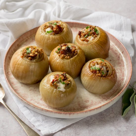 Stuffed Onions with giant cous-cous