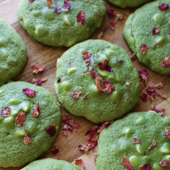 Matcha Rose Cookies