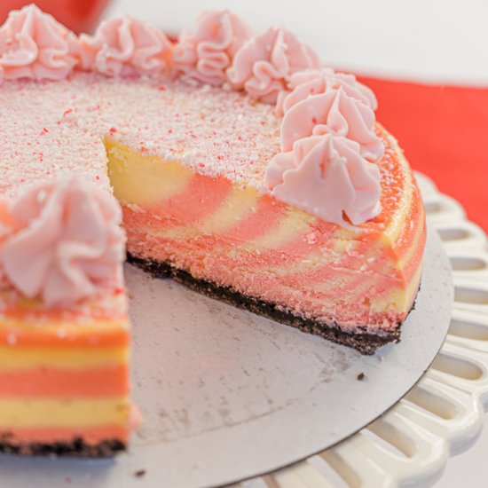 Striped Peppermint Cheesecake