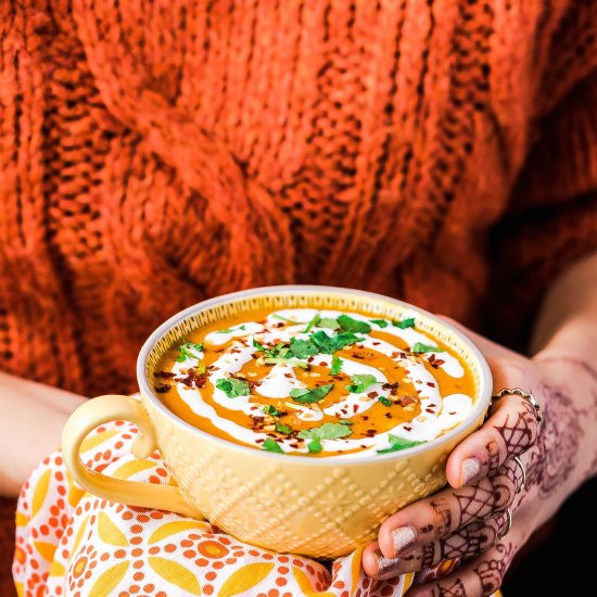 Moroccan carrot lentil soup