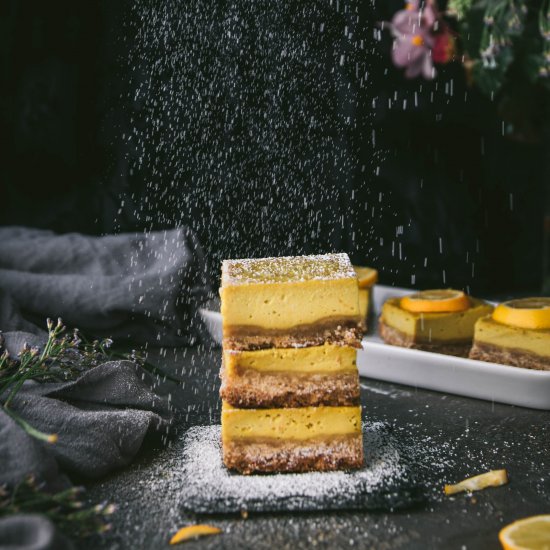 Meyer Lemon Vegan Cheesecake Bars