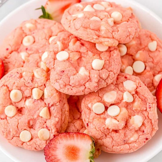 Strawberry Cake Mix Cookies