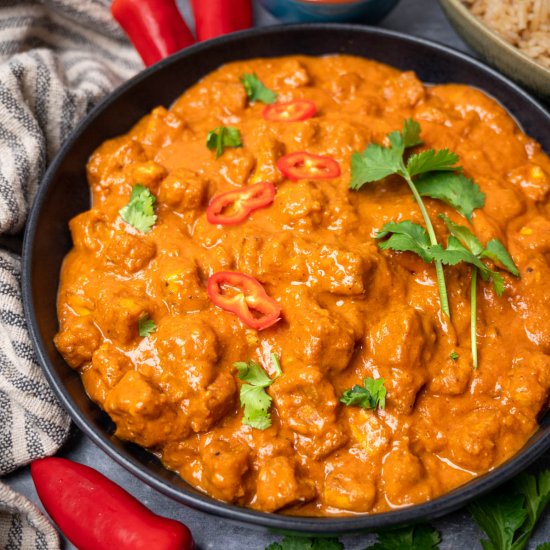 Vegan Madras Curry with Crispy Tofu