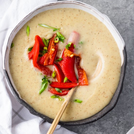 Potato Leek Soup w/ Red Pepper