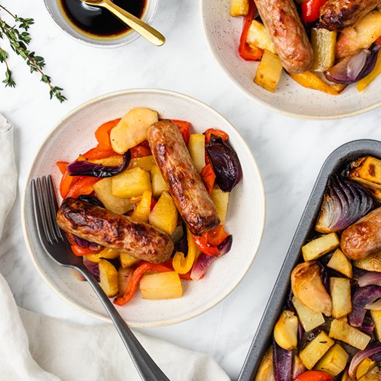 Sticky Sausage & Veg Tray Bake