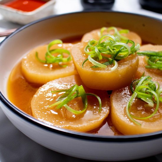 Daikon Radish in Miso Broth Oil-Free