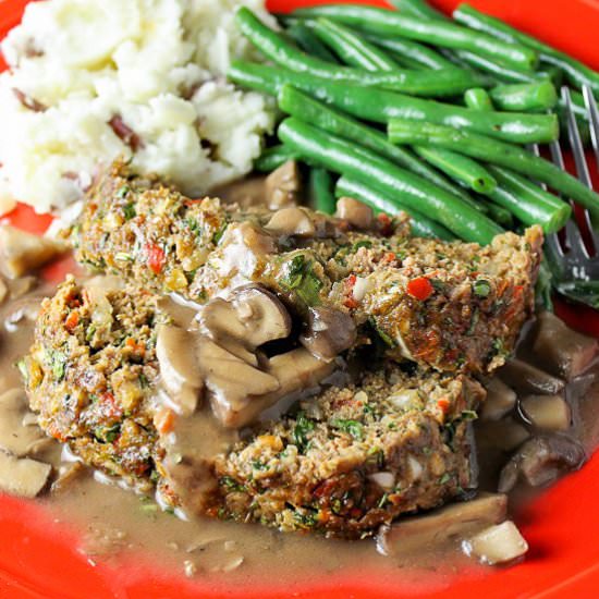 Healthy Meatloaf & Mushroom Gravy