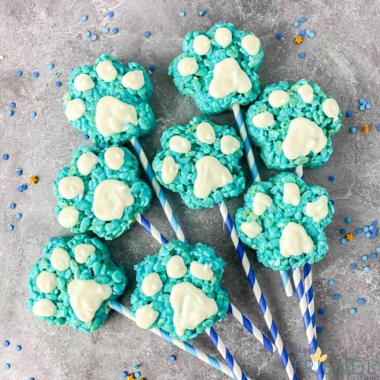 Paw Print Rice Krispie Pops