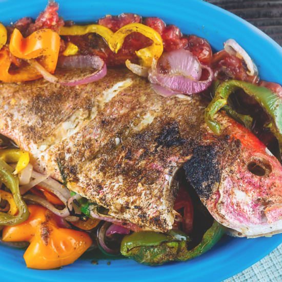 Baked Snapper with Bell Peppers