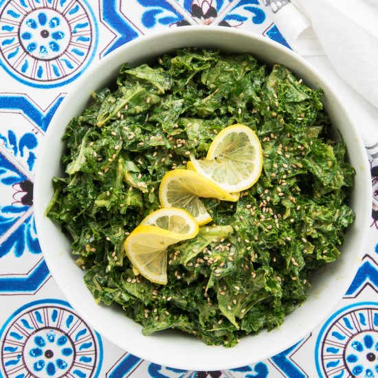 Kale with Tahini Lemon Dressing