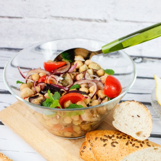 Eggplant and chickpea salad