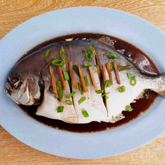 Steamed Pompano with Soy Sauce