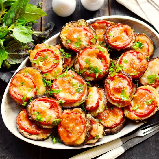 Eggplant tomato stacks with cheese