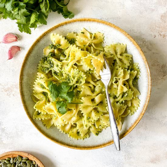 Coriander pesto pasta