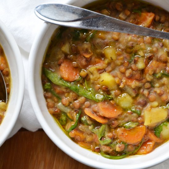 Creamy lentil and potato stew