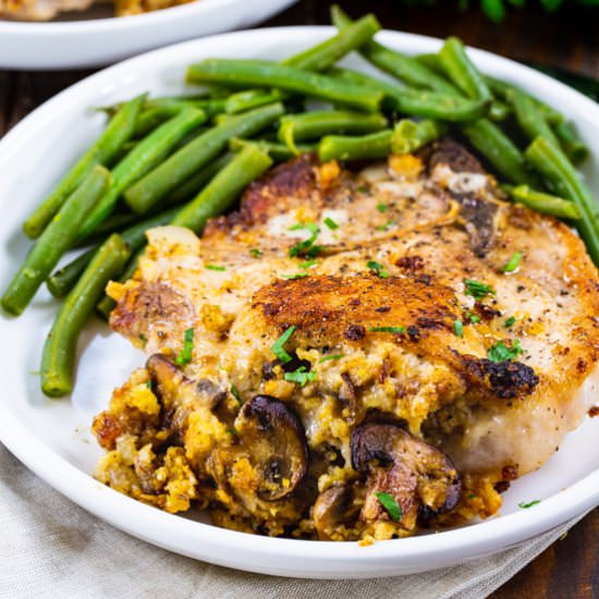 Cornbread Stuffed Pork Chops