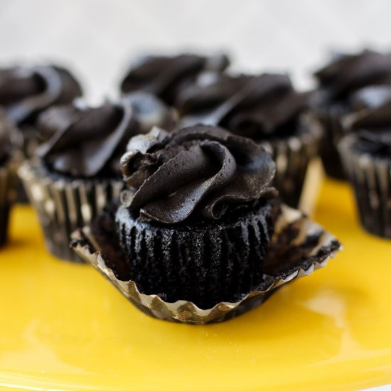 Mini Dark Chocolate Cupcakes