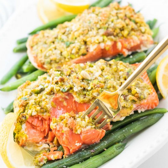 Pistachio & Parmesan Crusted Salmon