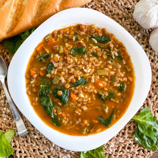 Heart-Warming Lentil & Rice Soup