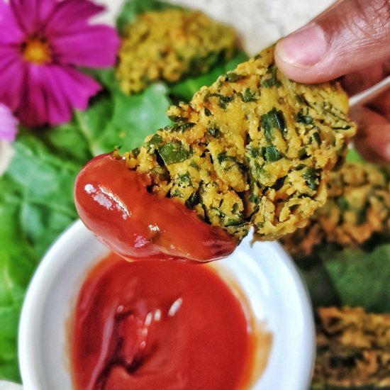 Palak Vadi/Spinach Fritters