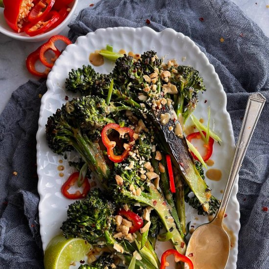 Sesame Broccolini with Peanut Sauce