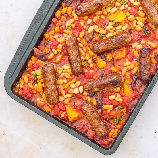 Sausage, Tomato and Bean Traybake