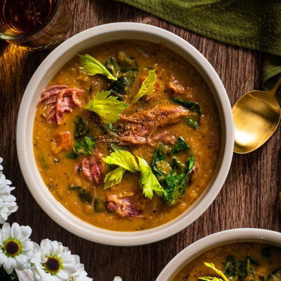 Yellow Split Pea Soup w Collards