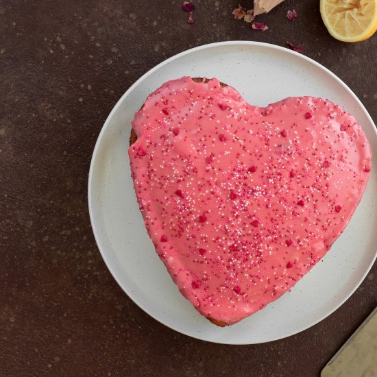 Heart Lemon Rose Water Cake