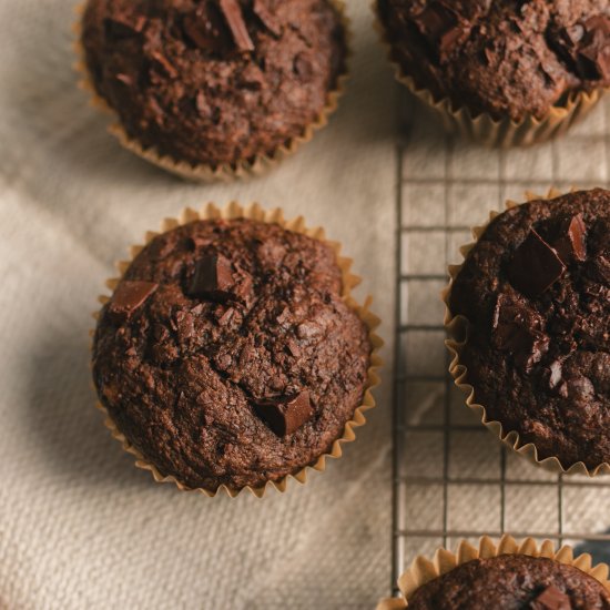 Buckwheat Chocolate Banana Muffins