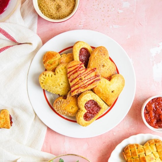 Strawberry heart hand pies