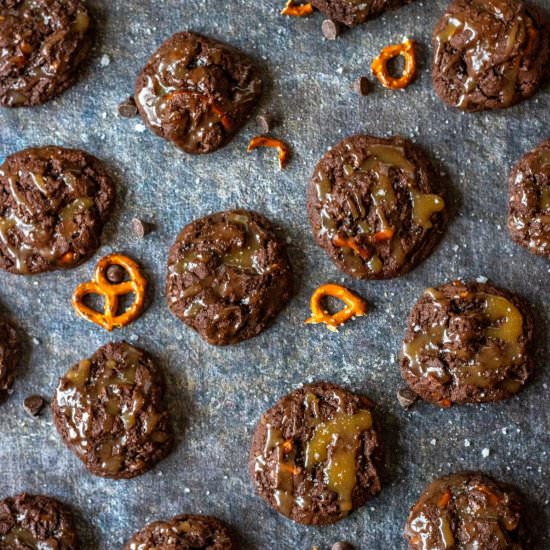 Double Chocolate Pretzel Cookies