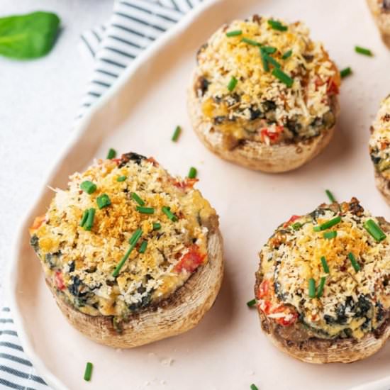 Cheesy Baked Stuffed Mushroom Bites