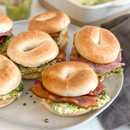 Vegetable Quiche Breakfast Bagels