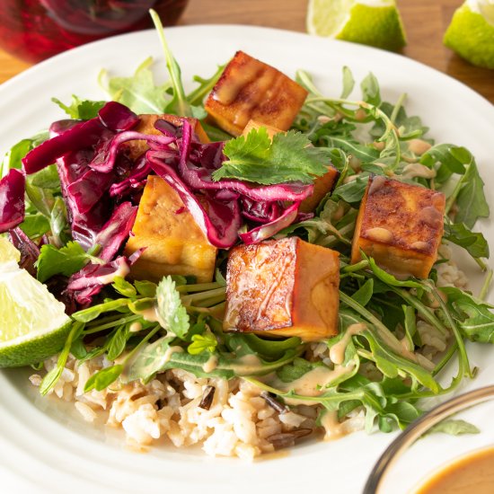 Baked Tofu Dinner with Peanut Sauce