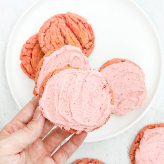 Frosted Strawberry Sugar Cookies